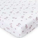 Girl Crib Sheets 4-Pack, Fitted Sheets 52'' x 28'' for Standard & Toddler Mattress, Soft Breathable Material, Neutral & Pink by TinyTreasures Baby Boutique