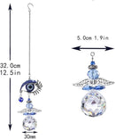 YU FENG Hanging Crystal Angel Suncatcher Blue Evil Eye Protection and Good Luck Charm Chandelier Lamps Pendant(12.5in) by GreenHaven Gardens