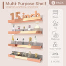 4 Pack 15 Inch Rose Gold Reflective Acrylic Shelves, Rose Gold Floating Shelves, Modern Sunglasses Essential Oil Picture Ledge Display Toy Storage Shelf by TinyTreasures Baby Boutique