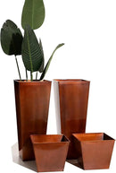 28in Tall Metal Copper Square Planter Galvanized Steel Metal Planters for Indoor/Patio Deck Garden Entrance Planter by CozyNest Decor