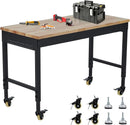 72" x 25" Heavy-Duty Adjustable Workbench with Power Outlets - 2000LB Capacity Garage Workbench, Rubberwood Top, Locking Wheels, Mobile Workstation for Workshop, Office & Home by GreenHaven Gardens