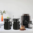 Coffee Canister Airtight Coffee Storage Container Stainless Steel Air Tight Coffee Jar with Scoop, Date Tracker and CO2 Release Valve for Beans, Ground, Tea, Flour, Cereal and Sugar (2pcs-Black-1.8L) by CozyNest Decor