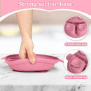 Stainless Steel Baby Plate and Bowl with Suction, Baby Bowl and Divided Kids Toddler Plate with Removable Silicone Shell, Non-Slip Toddler Baby Feeding Set, Forks + Spoons Included-Rose red by TinyTreasures Baby Boutique