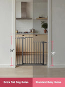 36" Extra Tall Baby Gate for Stairs, 29.5-40.5" Wide Dog Gate for Doorways, Walk Thru Auto Close Metal Pet Gate for The House, Stairs and Doorways, Child Gate Pressure Mounted Dog Gate Indoor - Black by TinyTreasures Baby Boutique