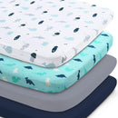 Bassinet Sheet 4 Pack for Baby Boys, Bassinet Sheets Ultra Soft Universal Fit for Most Rectangle, Oval, Hourglass Bassinet Mattress, Bassinet Sheets, Navy by TinyTreasures Baby Boutique