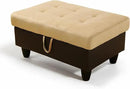 Ottoman Rectangular Storage Ottoman Bench, Flannel Footrest Stool Footstool with Lid for Living Room, Bedroom, Entryway, Champagne&Black, 35"x23.5"x17.5" by CozyNest Decor