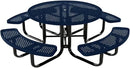 Coated Outdoor Furniture Heavy-Duty Portable Outdoor Kids Table with Umbrella Hole, Punched Steel Kids Picnic Table, Commercial-Grade, Made in America (46 In, Round, Childrens, Textured Dark Blue) by CozyNest Decor