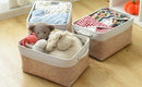 Fabric Storage Baskets - Rectangular Baskets for Organizing Fabric, Shelves & Decorative Use (White & Khaki) by TinyTreasures Baby Boutique