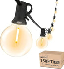 Svater Outdoor String Lights 150 FT, Patio Light with 78 Shatterproof LED Bulbs, Outside Plastic Hanging G40 Globe Lights for Cafe Market Bistro Backyard, Dimmable Warm White 2700K by GreenHaven Gardens
