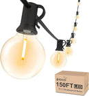 Svater Outdoor String Lights 150 FT, Patio Light with 78 Shatterproof LED Bulbs, Outside Plastic Hanging G40 Globe Lights for Cafe Market Bistro Backyard, Dimmable Warm White 2700K by CozyNest Decor