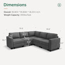 HONBAY Corduroy Modular Sectional Sofa with 5 Seaters, Sectional Corner Sofa with Chaise, L Shape Couches for Living Room, Dark Gray by CozyNest Decor
