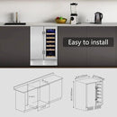Wine and Beverage Refrigerator,24 Inch Dual Zone Wine Beverage Cooler, Built-in/Freestanding Beer and Wine Fridge with a Powerful Compressor, 20 Bottles and 88 Cans Capacity by CozyNest Decor