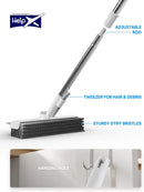 Floor Scrub Brush with Long Handle, 3 in 1 Scrape and Heavy-Duty Stiff Bristle Floor Scrubber Brush with Squeegee and Tweezer for Cleaning Tile Wall Deck Bathroom Patio Garage Kitchen (White) by GreenHaven Gardens