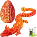 3D Printed 12” Articulated Crystal Dragon Inside 5.1” Egg - Unique Collectible, Fidget Toy, Fantasy Home & Office Desk Decor (Laser Red) by CozyNest Decor