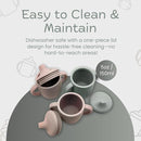 Silicone Sippy Cups with Easy Grip Tranition Handles and a Soft Spout. A Non Toxic No Spill Unbreakable Training Cup. 150ml/5oz |2-PACK Pink and Grey Mist| by TinyTreasures Baby Boutique