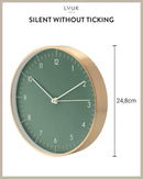 LUUK LIFESTYLE Wall Clock with Silent Movement, Without Ticking, Elegant and Functional Design, Housewarming Gift idea, Decorative, Dark Green and Gold by CozyNest Decor