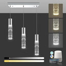 OKELI Smart 3-Light LED Pendant Lighting for Kitchen Island, 18W 1350LM Adjustable 3000K-6000K, Dimmable via TUYA App & Voice Control (Alexa/Google Home), Modern Crystal Bubble Pendant,Chrome Square by CozyNest Decor