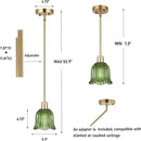 Modern Gold Pendant Light Brushed Brass Mid Century Chandelier Green Glass Shades Adjustable Rods Farmhouse Ceiling Hanging Lighting Fixture Kitchen Island Dining Room Bedroom by CozyNest Decor