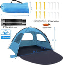 WhiteFang Beach Tent Anti-UV Portable Sun Shade Shelter for 3/4/6/8 Person, Extendable Floor with 3 Ventilating Mesh Windows Plus Carrying Bag, Stakes and Guy Lines by TinyTreasures Baby Boutique