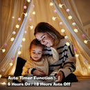 9.85Ft String Lights 20 Cute Pink Pompoms 20 LEDs Rose Fairy Lights Garland Battey Operated with Timer Flower Lights for Bedroom Kids Room Party Birthday Wedding Valentines Decorations by CozyNest Decor