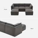 mopio Oversized Modular Sectional Sofa with Fully Removable Covers and Storage, Convertible U, L-Shaped and Sleeper Sectional, Modern Couches with Ottoman Chaise (Stone Gray Fabric, 5 Seats, U) by CozyNest Decor
