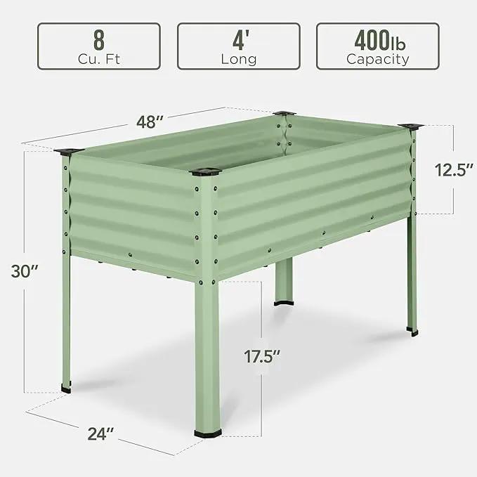 Best Choice Products 48x24x30in Galvanized Raised Garden Bed, Metal Elevated Planter Box, Vegetable Garden for Backyard, Patio, Balcony - Sage Green, photo 2 of 8