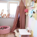 Bed Canopy with Frills Reading Nook Game Tent for Kids Boho Hanging Net Play Room Decor(Dusty Rose) by TinyTreasures Baby Boutique