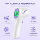 Forehead Thermometer for Adults, Kids & Babies, No-Touch Digital Thermometer with LCD Backlight Display, Fever Alarm and 1s Instant Reading - Purple by TinyTreasures Baby Boutique