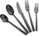 Stainless Steel Flatware Set Hand Forged 18/10 Silverware Set Matte Black Cutlery Set with Cuboid Handle Matte Finished 40 Pieces Home Event Use Wedding Housewarming Gift Service for 8 by CozyNest Decor