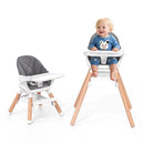 Baby High Chair, Highchair for Baby & Toddler, Easy Clean Infant Highchair, 6 in 1 Feeding High Chair with Removable Double Tray and Waterproof PU Cushion, Wooden Legs, Grey by TinyTreasures Baby Boutique