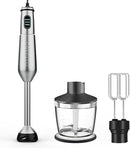Immersion Blender 1000 Watts Scratch Resistant Hand Blender,20 Speed and Turbo Mode Hand Mixer, 3-in-1 Heavy Duty Copper Motor Stainless Steel Smart Stick with Egg Beaters and Chopper by TinyTreasures Baby Boutique