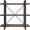 3 Tier Bookshelf Modern Rustic Open Bookshelf Office Solid Wood Bookcase and Book Shelves Wood and Metal Shelving Unit,Distressed Brown (AY-02-3Tier) by CozyNest Decor