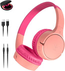 Belkin SoundForm Mini w/Case - Wireless Bluetooth Kids Headphones with 30H Battery Life, 85dB Safe Volume Limit, Built-in Microphone - Kids On-Ear Earphones for iPhone, iPad, & More - Pink by TinyTreasures Baby Boutique