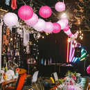 Paper Lanterns Decorative, Pink Hanging Round Chinese Lanterns with Lights for Engagement Bachelorette Birthday Party 12 LED Light Pack of 12 by CozyNest Decor