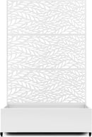 Raised Garden Bed with Trellis and Wheels,73"x47"x16" Metal Raised Garden Bed,White Flowing Leaf Metal Planter with Climbing Trellis for Vines & Vegetables by GreenHaven Gardens
