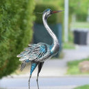 Crane Outdoor Decor Statue, Blue Heron Garden Statue Metal Yard Art Outdoor Decoy, Garden Sculptures & Statues for Yard/Lawn/Pond/Outdoor Decoration, 1Pc by CozyNest Decor