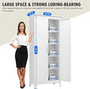 Metal Storage Cabinet with Doors and Shelves, 75 Inch Tall Kitchen Pantry Cabinet, Pantry Cabinets for Kitchen Storage, Freestanding Cupboard for Living, Dining Room, White, Assembly Required by CozyNest Decor