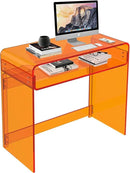 Acrylic Desk, Orange Table, Acrylic Console Table for Office, Study, Bedroom, Entrance Decor (15.5" D x 33.5" W x 29.3" H, Orange) by CozyNest Decor