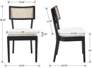 Rattan Dining Chairs Set Of 4 , Mid Century Modern Black Wooden Cane Back Chairs with Removable Sherpa Cushion , Retro Farmhouse Upholstered Kitchen & Dining Room Chairs for Restaurant Living Room by CozyNest Decor