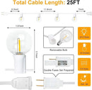 25Ft G40 Outdoor Patio String Lights,LED Bistro String Light with 27 Clear Shatterproof Bulbs(2 Spare),Decorative String Lights for Patio Garden Backyard Cafe Party Wedding Christmas,White Wire by GreenHaven Gardens