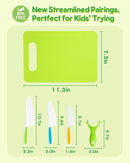 Kids Knife Set, 5 Pcs Montessori Kitchen Tools for Toddlers' Real Cooking, BPA Free Kids Safe Kitchen Cooking and Baking Set with Peeler, Cutting Board for Sandwich Bread Vegetable Fruit Present Gift by TinyTreasures Baby Boutique