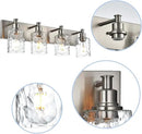 BONLICHT 4-Light Bathroom Vanity Light Fixture Brushed Nickel Industrial Wall Sconce Lighting with Hammered Glass Shade for Living Room Bedroom Hallway Porch Workshop Dressing Table by CozyNest Decor
