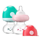 YOHKOH Newborn Glass Baby Bottles with Slow Flow Nipple for 0+ Months, Wide Neck Feeding Bottle, 2.7oz/80ml (Multicolour, 2.7oz (Pack of 2)) by TinyTreasures Baby Boutique