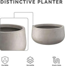 Kante 15.7" Dia Round Concrete Planter, Outdoor Indoor Garden Plant Pots with Drainage Hole and Rubber Plug, Modern Curvaceous Design, Weathered Concrete by GreenHaven Gardens