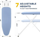 Full Size Ironing Board with Iron Rest, Heavy Duty Compact Ironing Board 43"x13" with Thick Cover and Pad, Height Adjustable Sturdy Iron Stand, Blue by CozyNest Decor