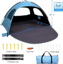 WhiteFang Beach Tent Anti-UV Portable Sun Shade Shelter for 3/4/6/8 Person, Extendable Floor with 3 Ventilating Mesh Windows Plus Carrying Bag, Stakes and Guy Lines by TinyTreasures Baby Boutique