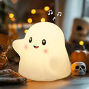 Ghost Night Light for Kids, Silicone Nursery Nightlight with 13 Interactive Sound Effects ,Halloween Decor Lamp Adjustable Dimmable Lamp with Touch Sensor Children's Christmas Gifts (white ghost) by TinyTreasures Baby Boutique