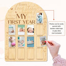 ORIGACH My First Year Baby Growth Photo Display Wood Board - 12 Months Newborn Milestones Photo Board - Neutral Baby Keepsake Board 1st Birthday Party Nursery Decor New Mom Gift - Sentiment Words by TinyTreasures Baby Boutique