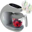 EVLA'S Baby Food Maker, Steamer, Blender, Baby Food Processor for Healthy Homemade Baby Food in Minutes, Touch Screen with 6 Reusable Food Pouches, Baby Registry Essential, Grey by TinyTreasures Baby Boutique