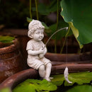 Goodeco Fisherboy Statue Garden Decor - 11" Little Fishing Guy for Koi Pond or Waterfalls, Poolside Statue with Glow in Dark Pebbles Included, Great Gifts for Mom, Women or Birthdays, Gift Ideas by GreenHaven Gardens